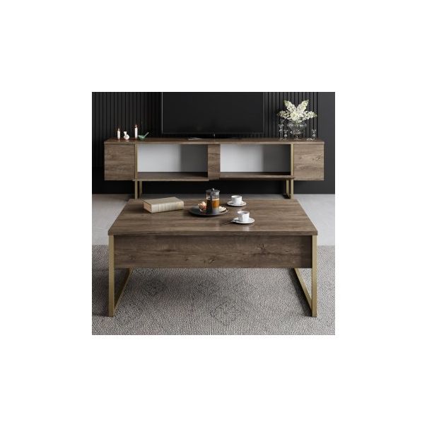 HANAH HOME TV polica Luxe Walnut Gold - 177446-1