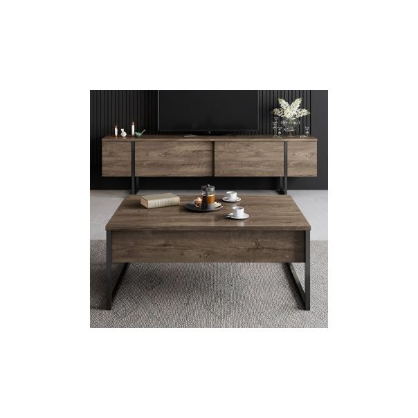 HANAH HOME TV polica Luxe Walnut Black - 177447