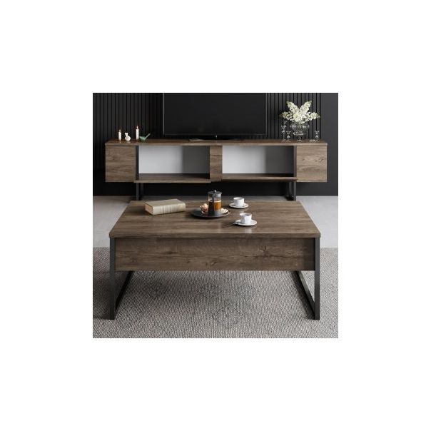HANAH HOME TV polica Luxe Walnut Black - 177447