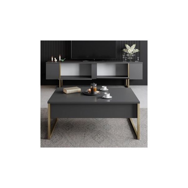 HANAH HOME TV polica Luxe Anthracite Gold - 177448
