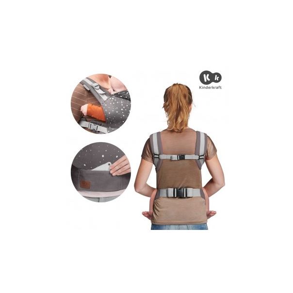 KINDERKRAFT Kengur nosiljka za bebe Nino confeti, siva - 179203