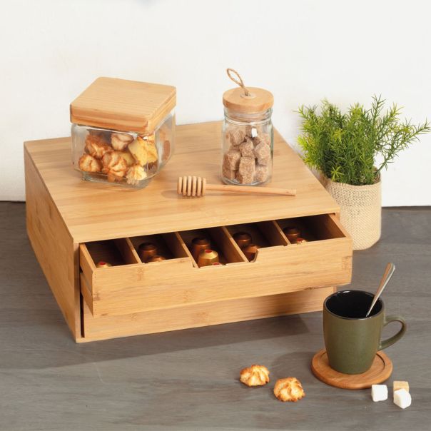 FIVE Organizator za espreso kapsule sa 2 fioke 34X31X14,5cm bambus bež - 179601