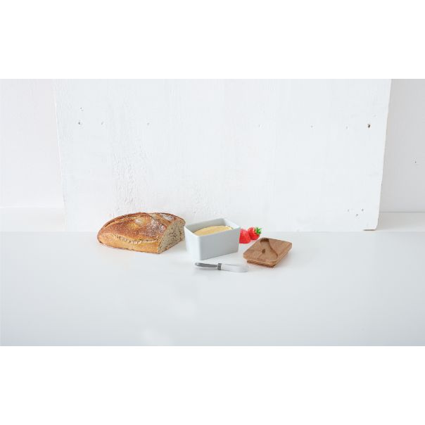 FIVE Keramička posuda sa nožem, bela - 179609