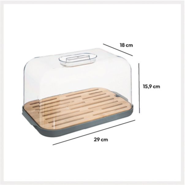 FIVE Kutija za hleb sa poklopcem 29X18X15,9cm polistren/bambus siva - 179681