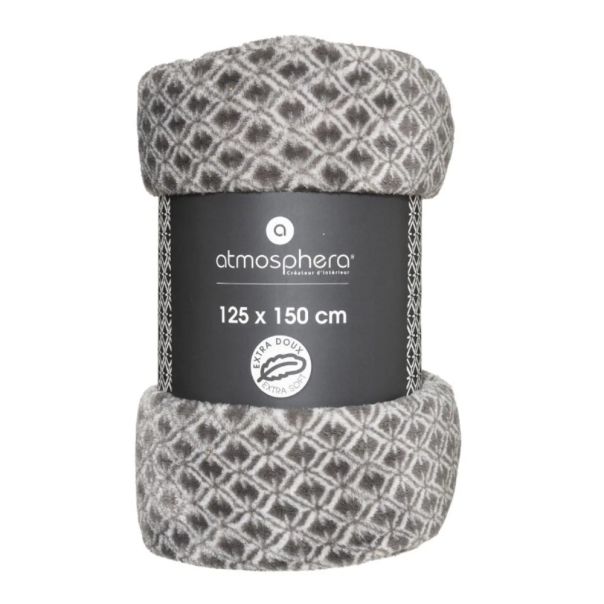 ATMOSPHERA Ćebe Otto 150x125cm poliester siva - 181018L