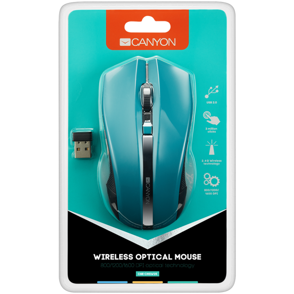 CANYON Miš MW-5, 2.4GHz Wireless Optical sa 4 tastera, zelena - CNE-CMSW05G