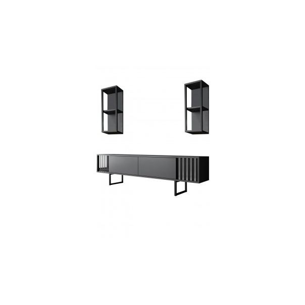 HANAH HOME TV komoda sa policama Chrome Line, antracit/crna - 181040-1