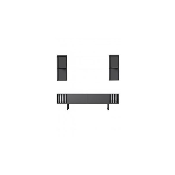 HANAH HOME TV komoda sa policama Chrome Line, antracit/crna - 181040-1