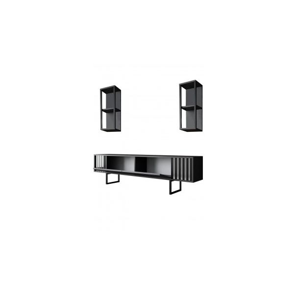 HANAH HOME TV komoda sa policama Chrome Line, antracit/crna - 181040-1