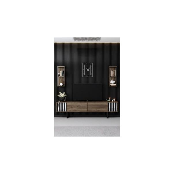 HANAH HOME TV polica Chrome Line Walnut Black - 181041