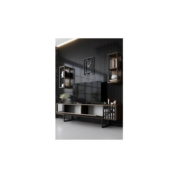 HANAH HOME TV polica Chrome Line Walnut Black - 181041
