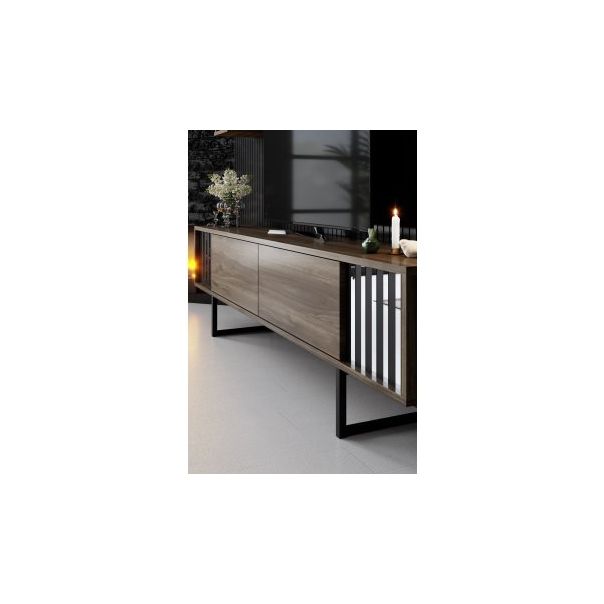 HANAH HOME TV polica Chrome Line Walnut Black - 181041