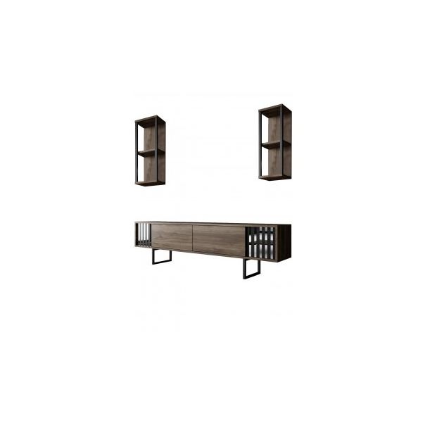 HANAH HOME TV polica Chrome Line Walnut Black - 181041