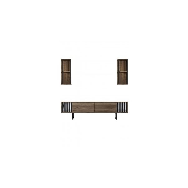 HANAH HOME TV polica Chrome Line Walnut Black - 181041