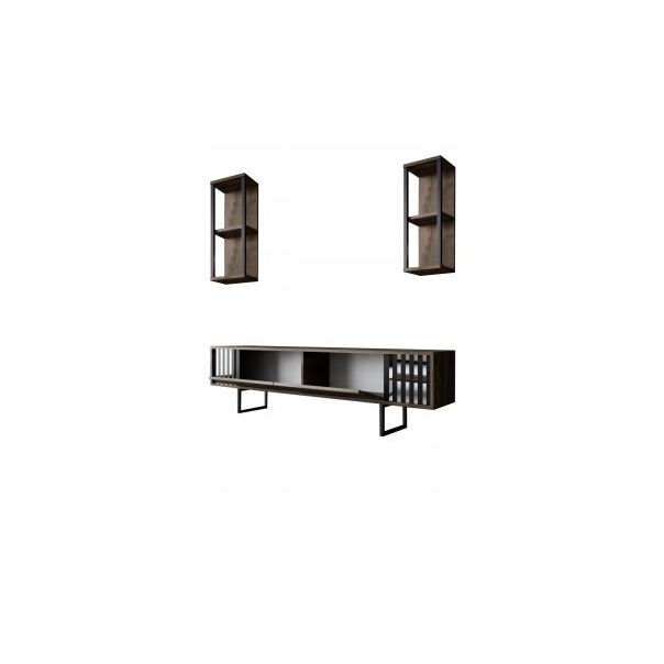 HANAH HOME TV polica Chrome Line Walnut Black - 181041