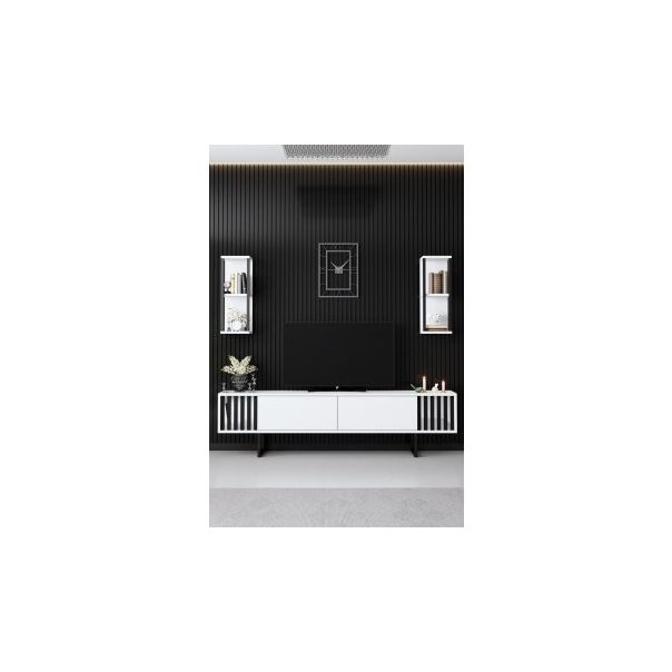 HANAH HOME TV polica Chrome Line White Black - 181042