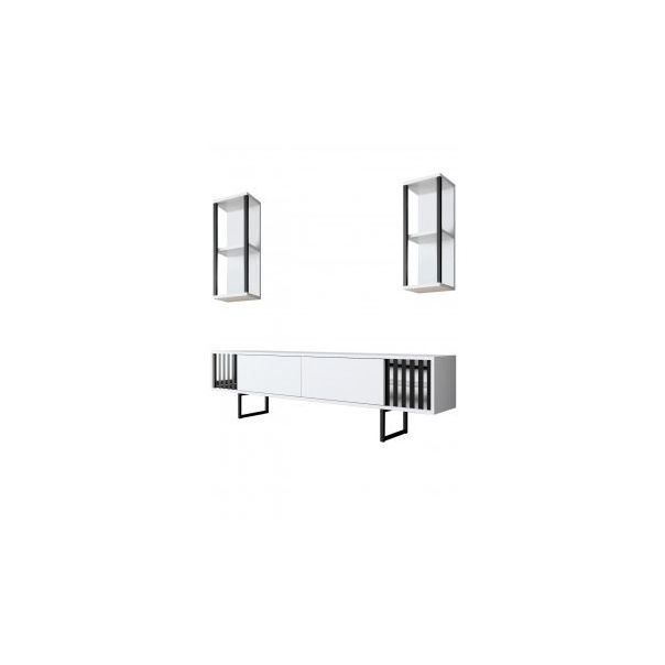 HANAH HOME TV polica Chrome Line White Black - 181042