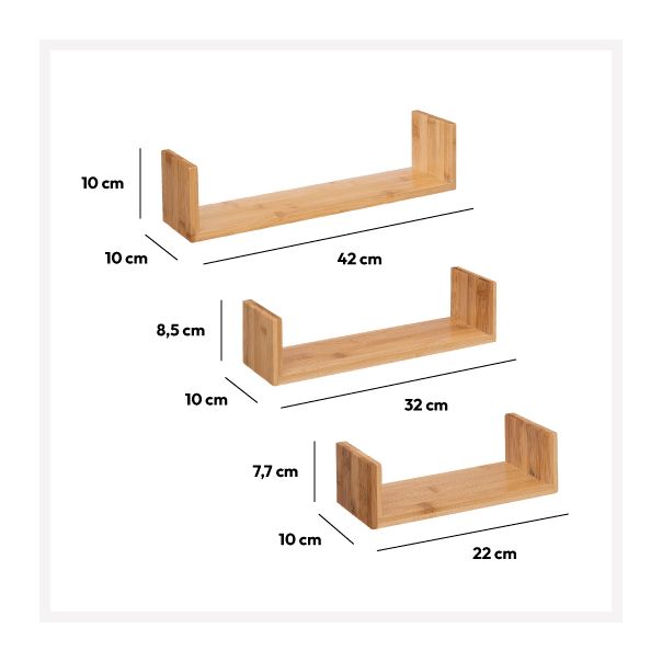 FIVE Set zidnih polica Edge 3/1, bambus - 181330
