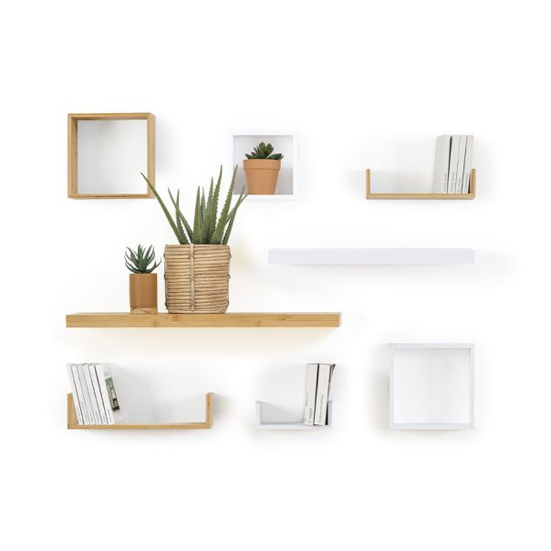 FIVE Set zidna polica Kocka 3/1, bambus - 181333-1