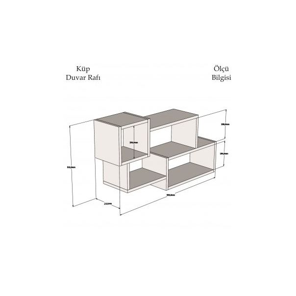 HANAH HOME Zidna polica Afro White Anhtracite - 181877