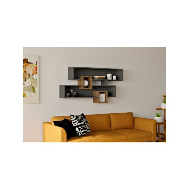 HANAH HOME Zidna polica Karen Walnut Anhtacite - 181894