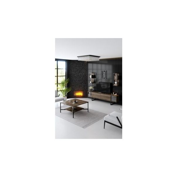 HANAH HOME Sto za dnevnu sobu Black Line Walnut Black 1 - 182035-1
