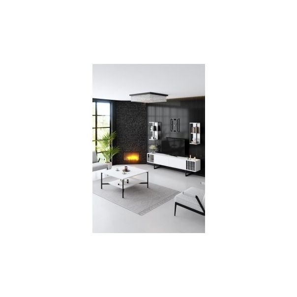 HANAH HOME Sto za dnevnu sobu Black Line White Black - 182036
