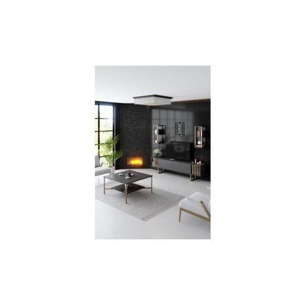 HANAH HOME Sto za dnevnu sobu Gold Line Anthracite Black - 182037