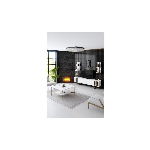 HANAH HOME Klub sto Gold Line, bela/zlatna - 182043