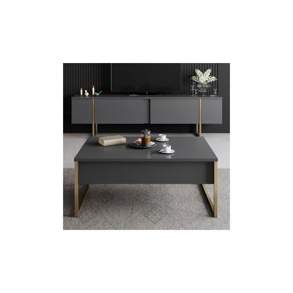 HANAH HOME Sto za dnevnu sobu Luxe Anthracite Gold 1 - 182045