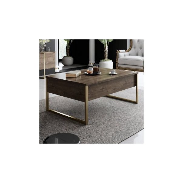 HANAH HOME Klub sto Luxe, braon/zlatna - 182047