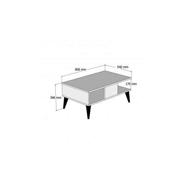 HANAH HOME Klub sto Lidya, mermer crna/braon - 182209