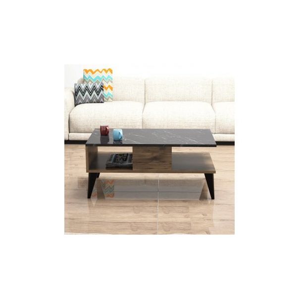 HANAH HOME Klub sto Lidya, mermer crna/braon - 182209