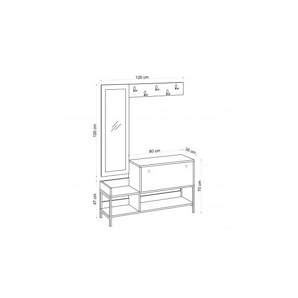 HANAH HOME Cipeplarnik sa čivilukom i ogledalom Nonso Sapphire Oak (793ELG3909) - 182236