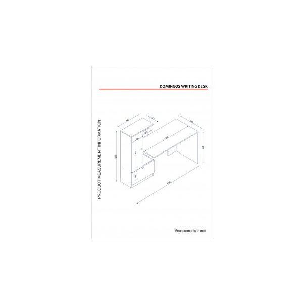 HANAH HOME Radni sto sa policama Domingos, bela - 182342