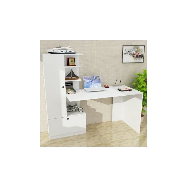 HANAH HOME Radni sto sa policama Domingos, bela - 182342