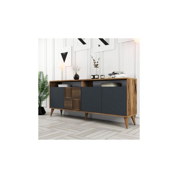 HANAH HOME Komoda Milan Walnut Anthracite 1 - 182349
