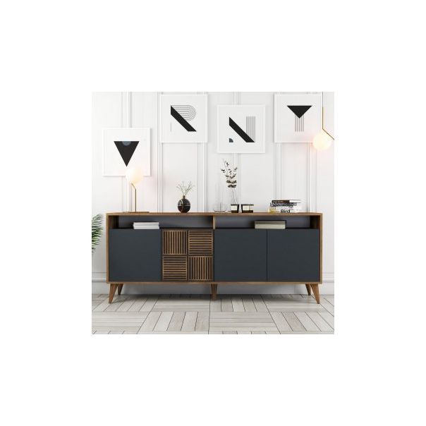 HANAH HOME Komoda Milan Walnut Anthracite 1 - 182349