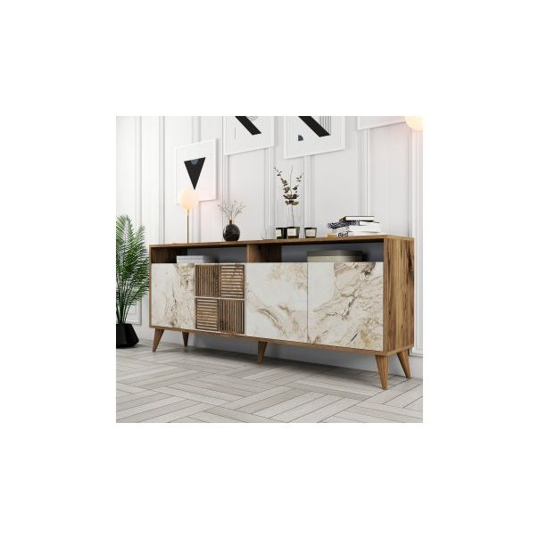HANAH HOME Komoda Milan Walnut White Marble 1 - 182356