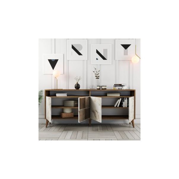 HANAH HOME Komoda Milan Walnut White Marble 1 - 182356