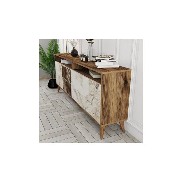 HANAH HOME Komoda Milan Walnut White Marble 1 - 182356