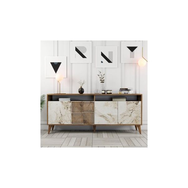 HANAH HOME Komoda Milan Walnut White Marble 1 - 182356
