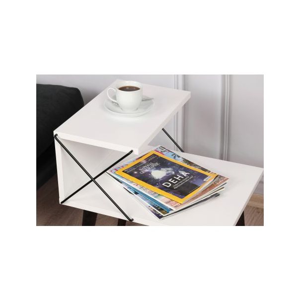 HANAH HOME Noćna polica Cross, bela - 182365