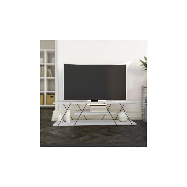 HANAH HOME TV polica Canaz v2, bela/crna - 182373