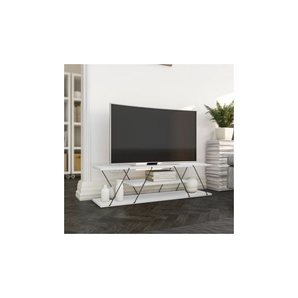HANAH HOME TV polica Canaz v2, bela/crna - 182373