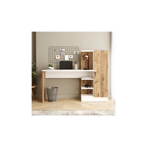 HANAH HOME Radni sto sa policama Ct2-Aw, braon/krem - 182391