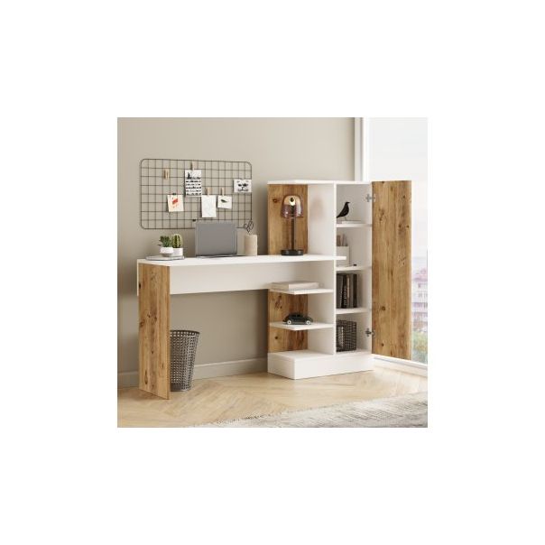 HANAH HOME Radni sto sa policama Ct2-Aw, braon/krem - 182391