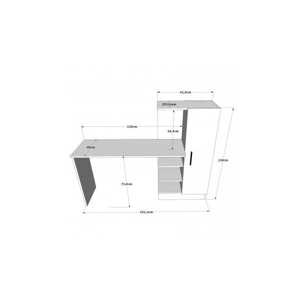 HANAH HOME Radni sto sa policama Ct2-Ab, braon/antracit - 182392