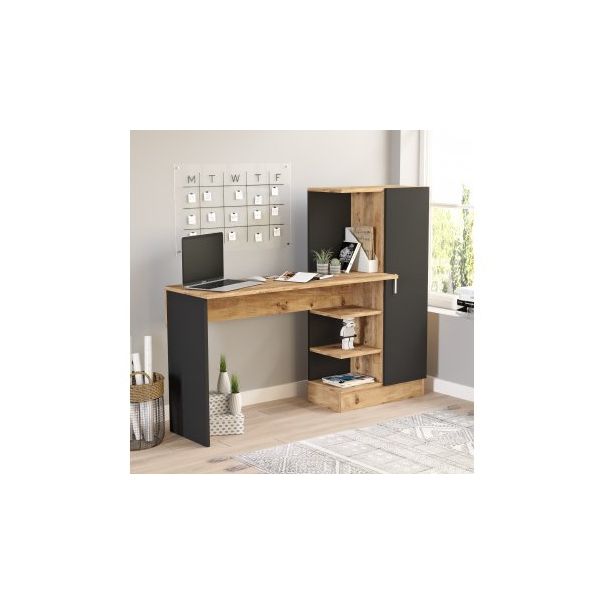 HANAH HOME Radni sto sa policama Ct2-Ab, braon/antracit - 182392