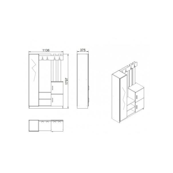 HANAH HOME Cipelarnik sa čivilukom Dd7-Aw, svetlo braon/bela - 182399